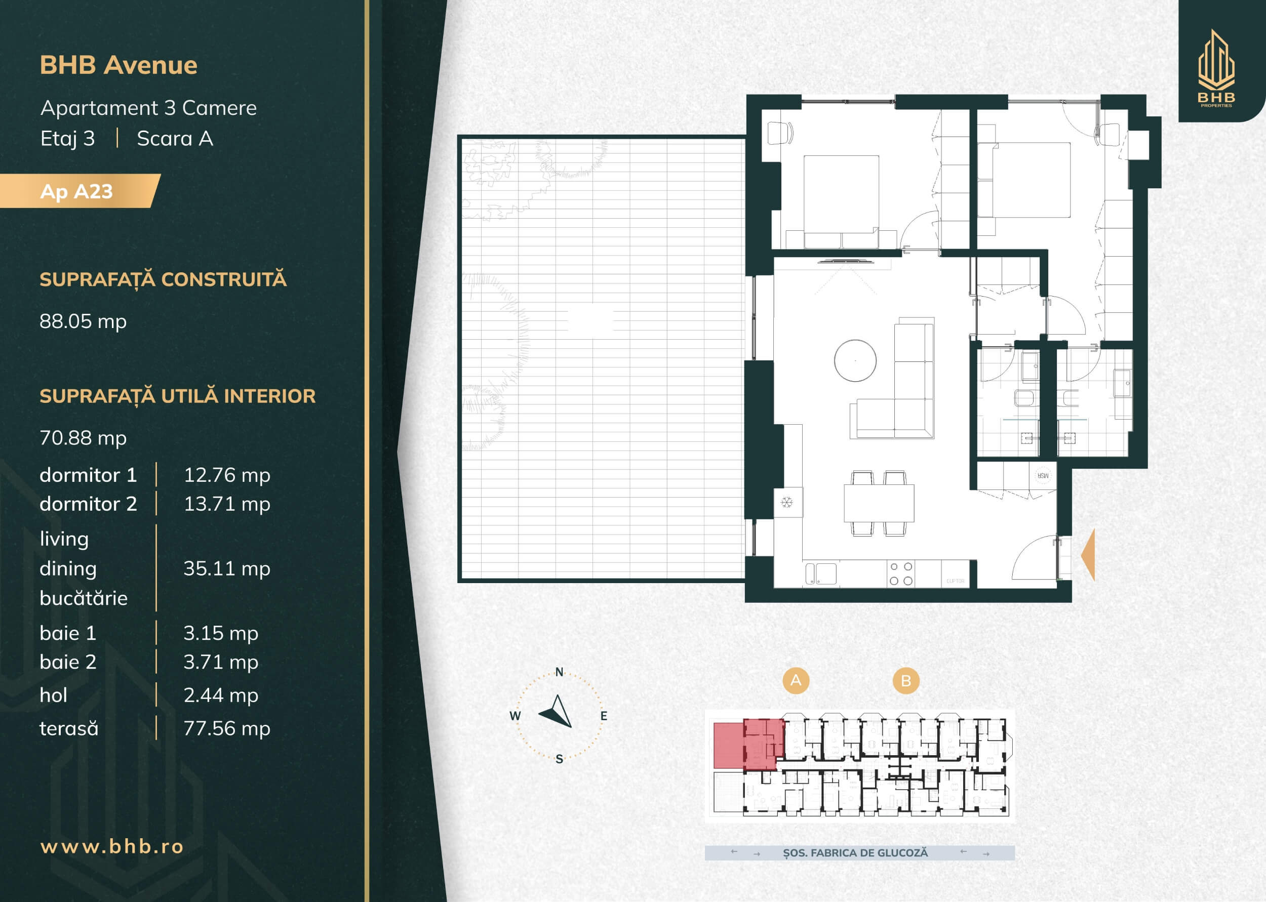 Plan apartament A23 — BHB Avenue