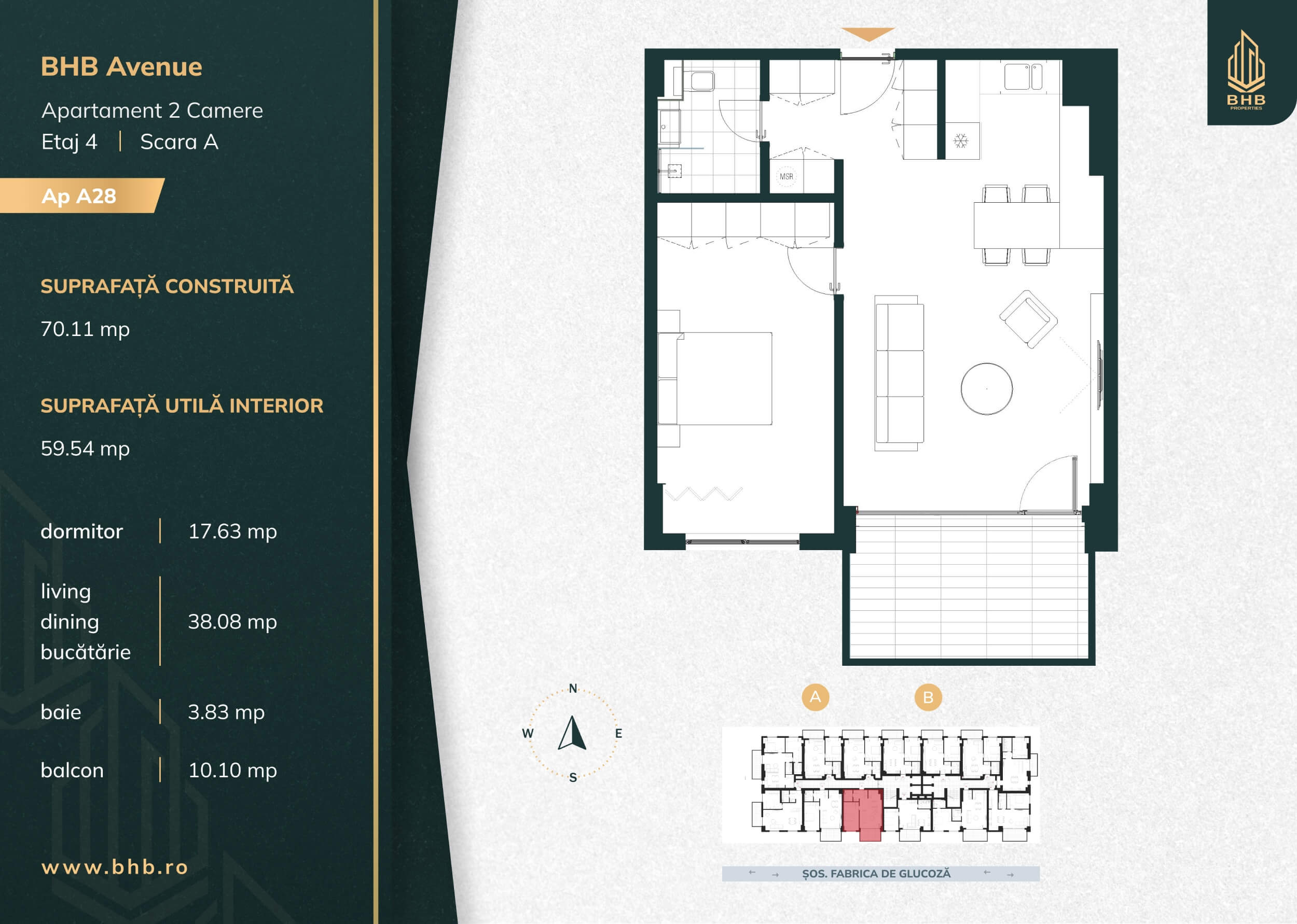 Plan apartament A28 — BHB Avenue