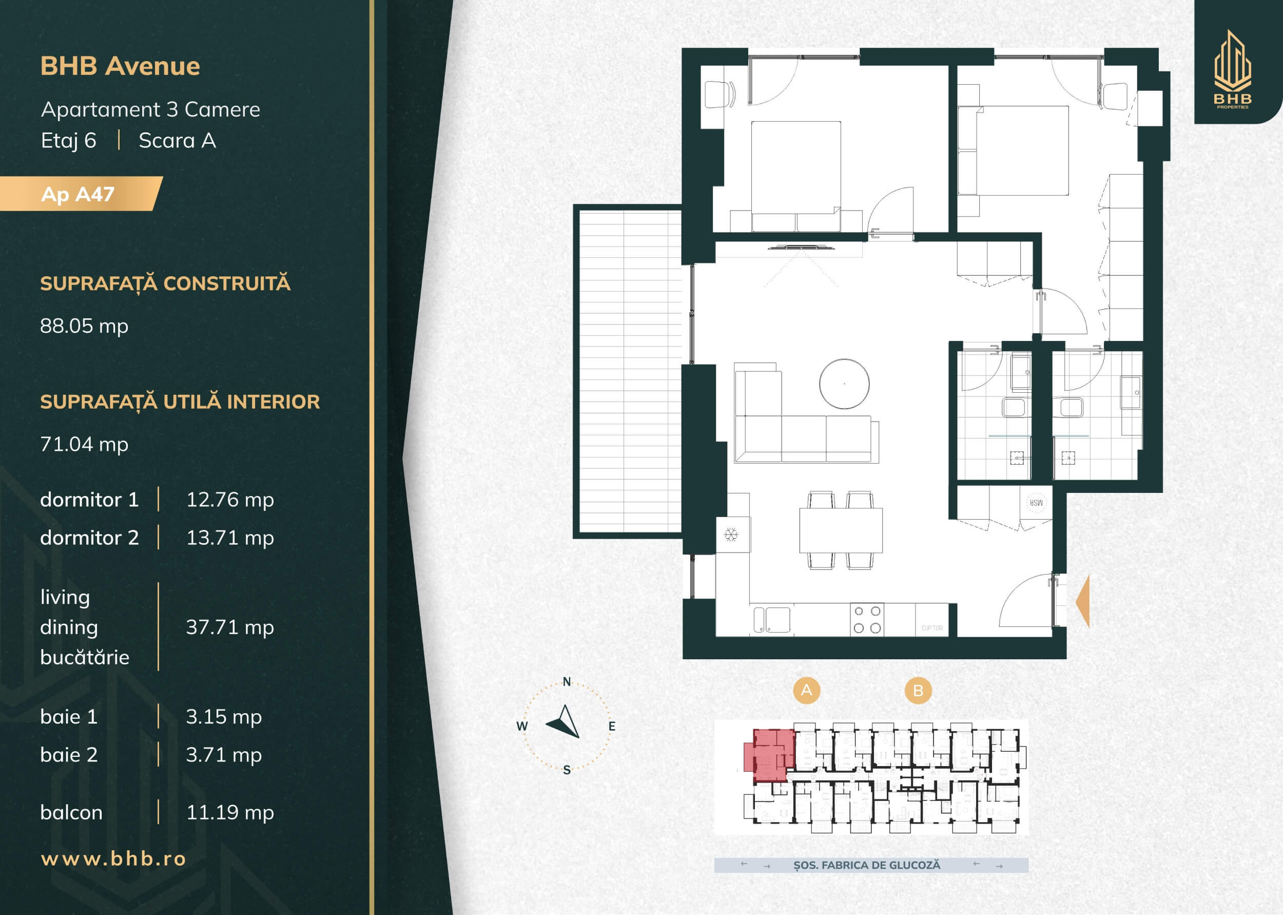 Plan apartament A47 — BHB Avenue