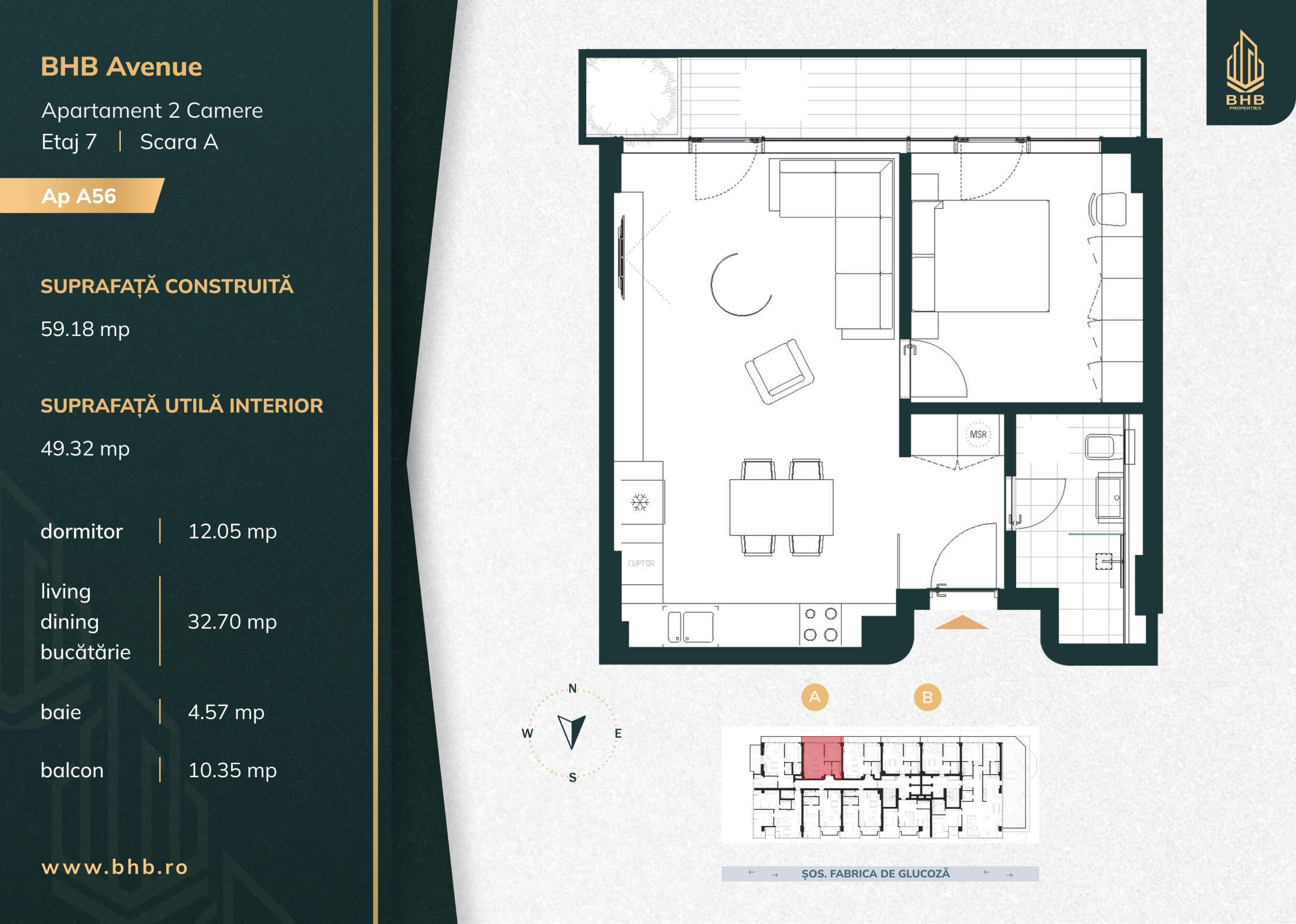 Plan apartament A56 — BHB Avenue