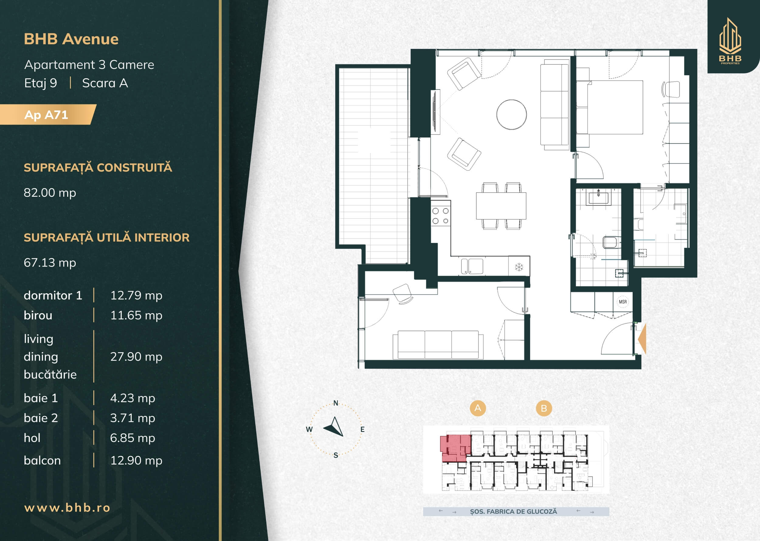 Plan apartament A71 — BHB Avenue