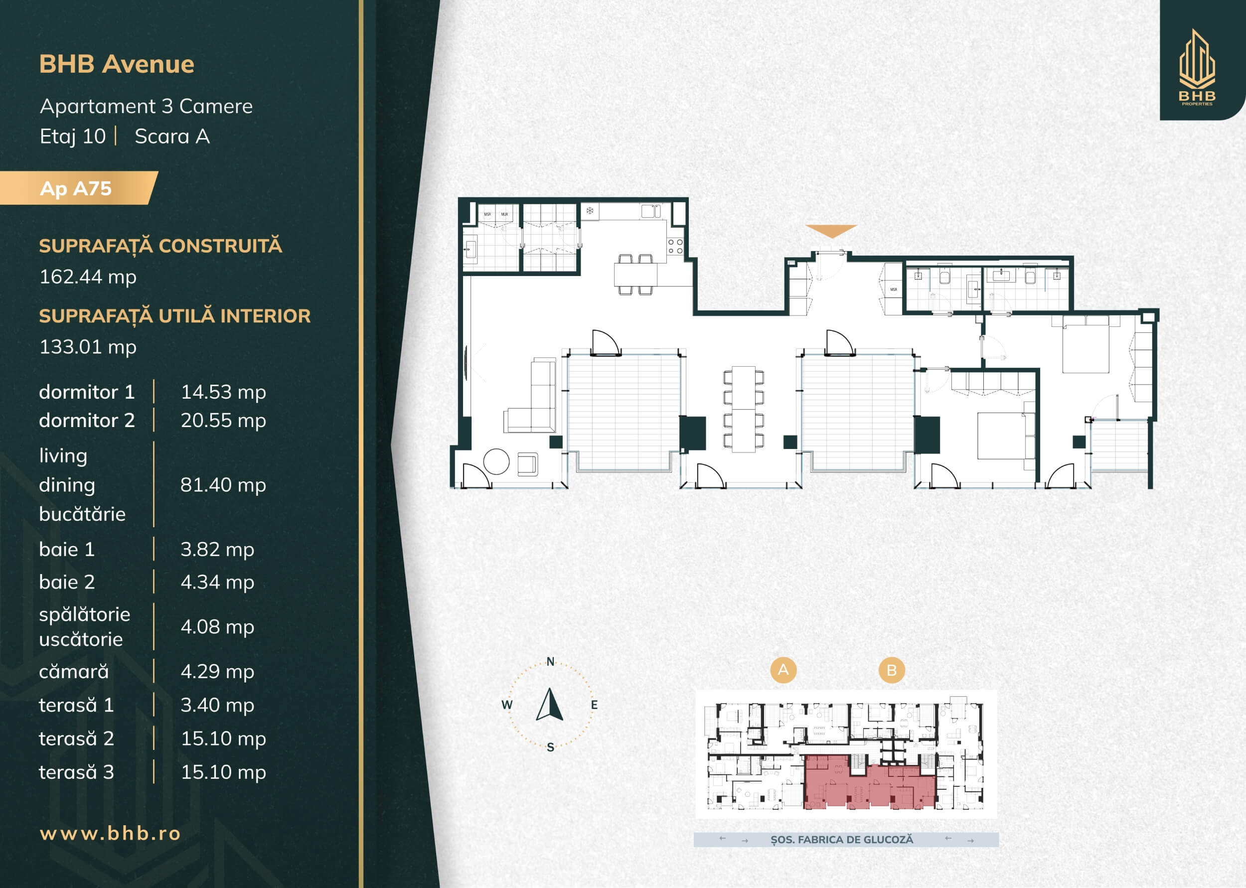 Plan apartament A75 — BHB Avenue