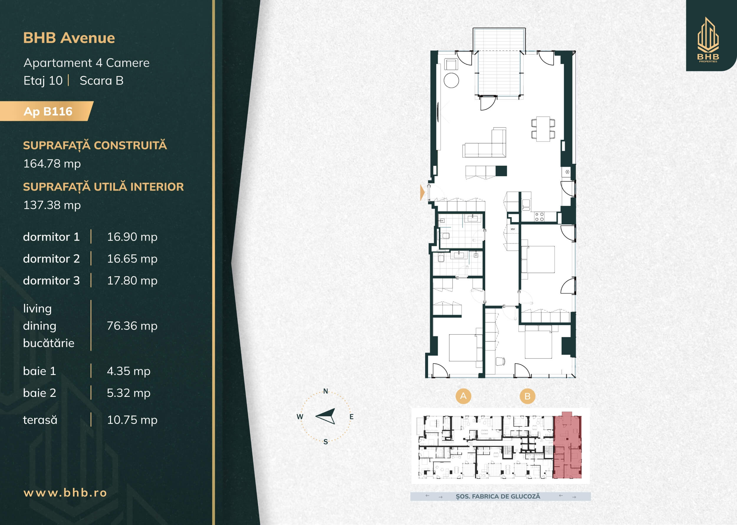 Plan apartament B116 — BHB Avenue